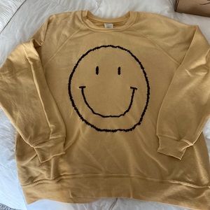 Istolemyboyfriendsshirt hand done smiley face crew